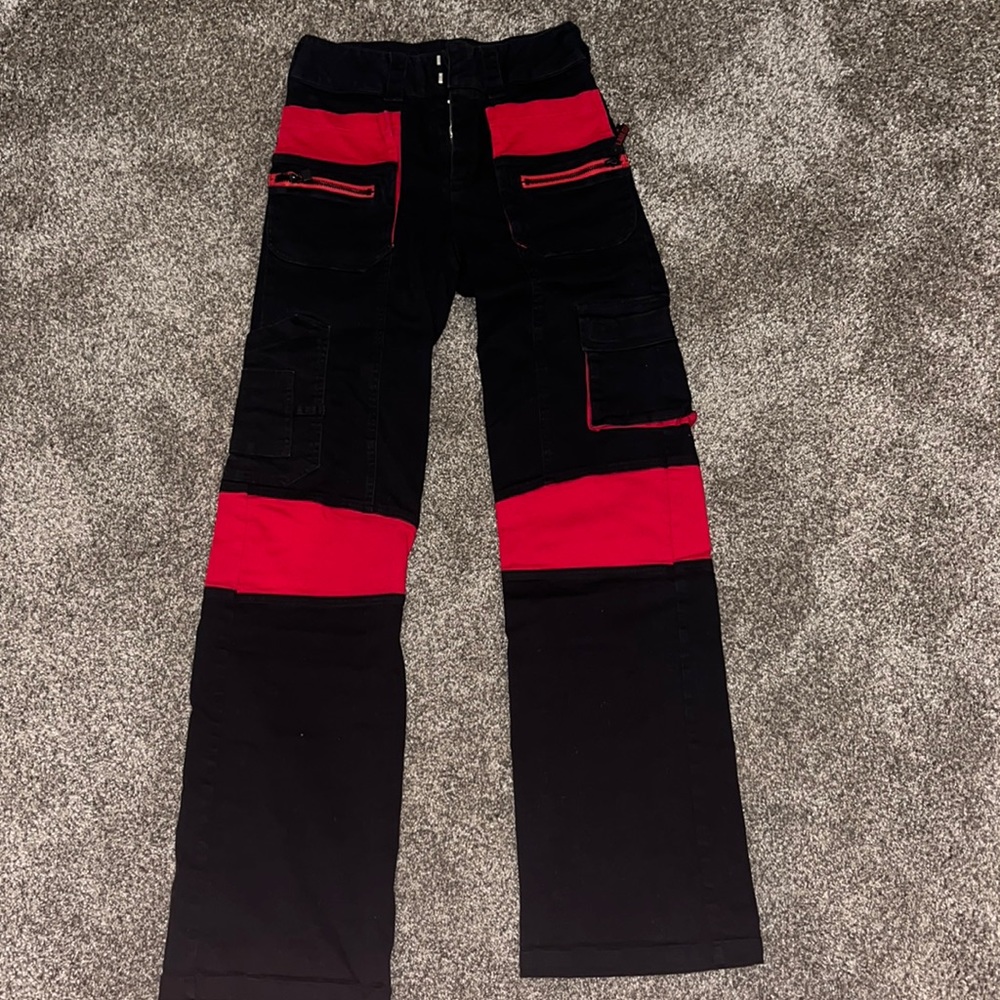 I AM GIA Cargo Pants- Black and Red w/ zippers and pockets